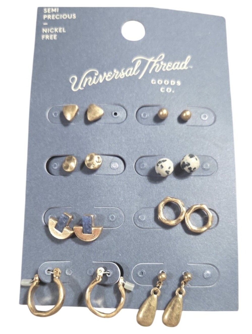 New Universal Thread Gold and Cream Mixed Earring Set - 8 Pairs